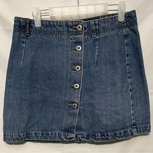 No Excuses Skirt Button Front Denim Mini Size 14